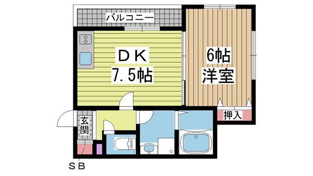 マノワールデルニエ(1DK/2階)の間取り写真