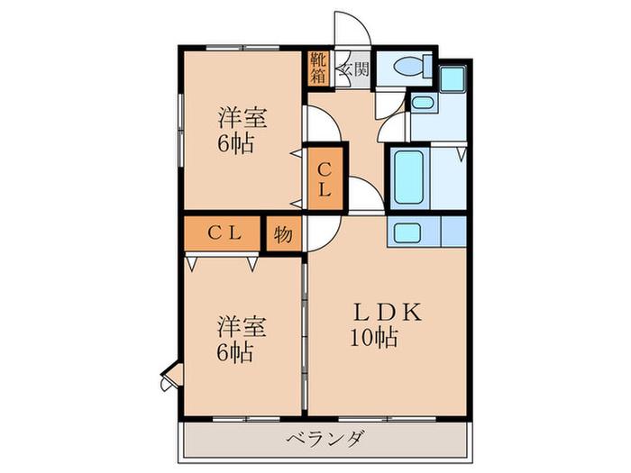 エコ・フローラ須賀(2LDK/2階)の間取り写真