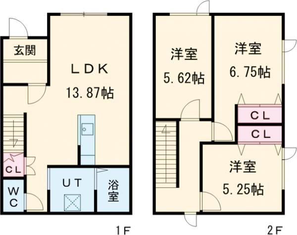 ソレイユ早来II(3LDK/1階)の間取り写真