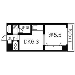 ウエスト35(1DK/2階)の間取り写真
