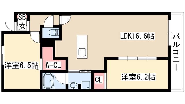 ロイヤルパークス千種(2LDK/7階)の間取り写真