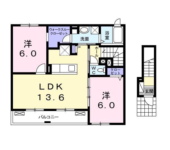 CREANJYU(2LDK/2階)の間取り写真