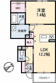 レユシール川内(1LDK/1階)の間取り写真