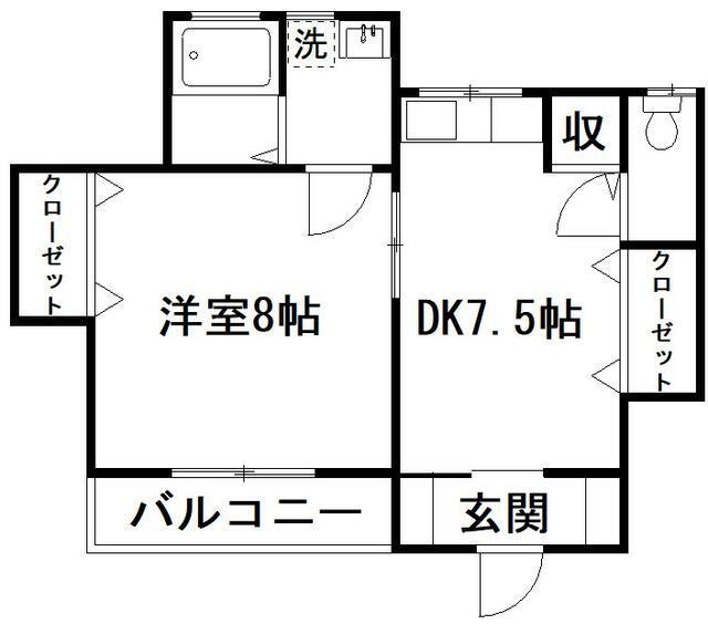 山田荘(1DK/1階)の間取り写真