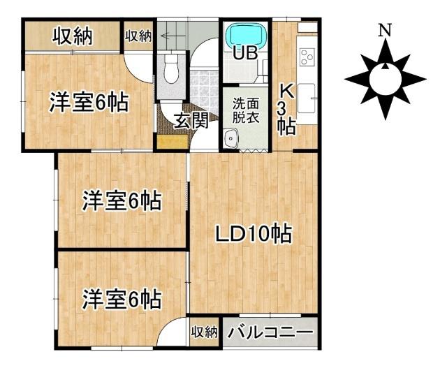 ノースファイブ(3LDK/2階)の間取り写真