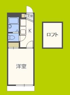 平野市町マンション(1K/2階)の間取り写真