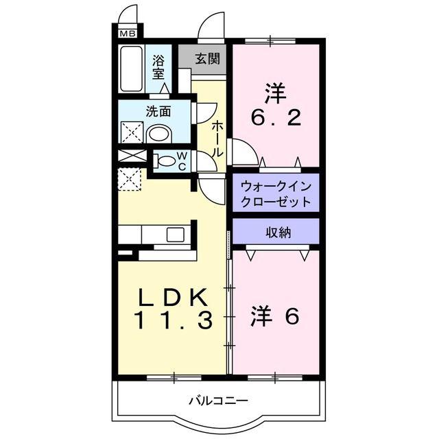 エテルノB(2LDK/1階)の間取り写真