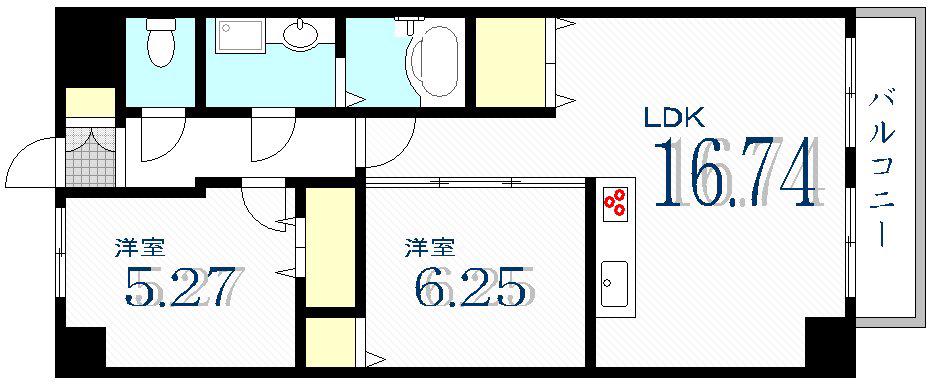 グッゲンハイム(2LDK/7階)の間取り写真