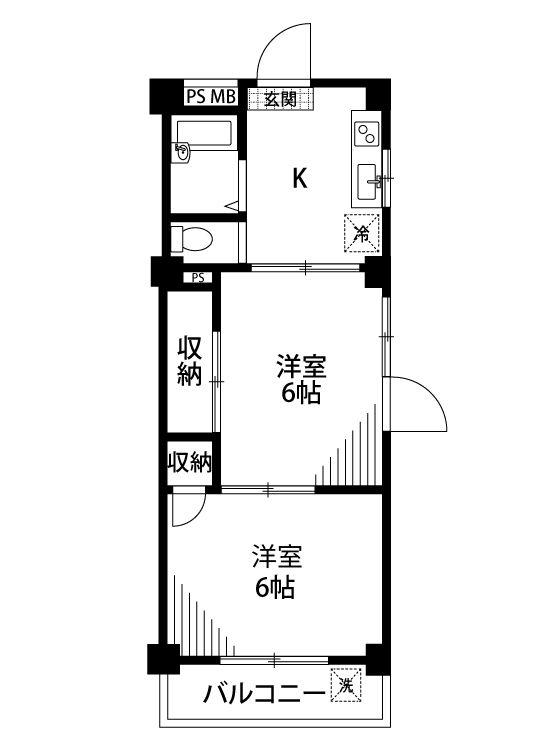 MITA仙川ビル(2K/4階)の間取り写真