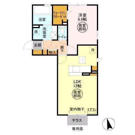 ＪＲ内房線 君津駅 徒歩23分 3階建 築14年(1LDK/1階)の間取り写真
