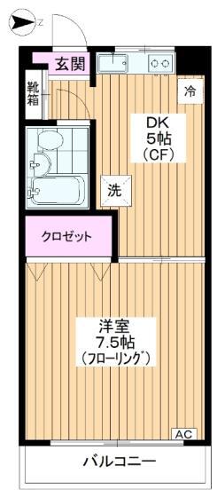 第2三貴苑(1DK/3階)の間取り写真