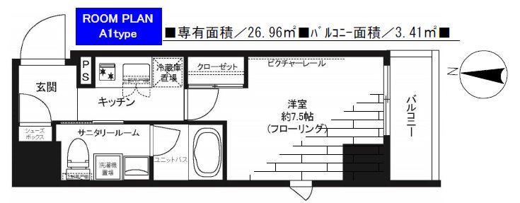 グランドコンシェルジュ神楽坂アルファ(1K/2階)の間取り写真