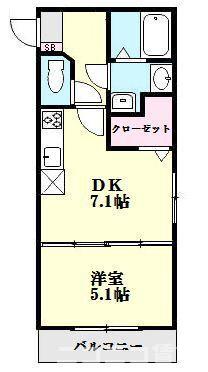 アルチェコート(1DK/1階)の間取り写真