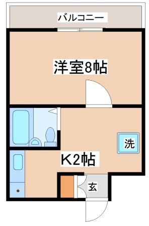 フルール名谷(1K/2階)の間取り写真