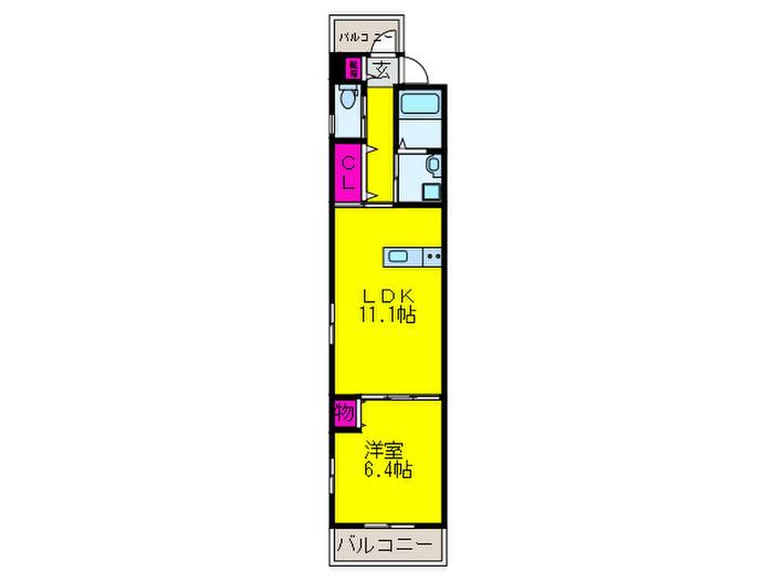オプト平野本町(1LDK/3階)の間取り写真
