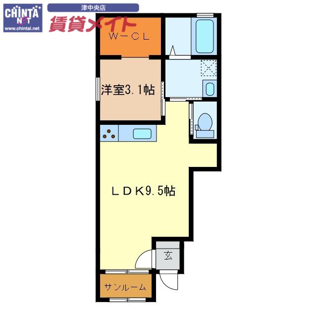 LION(1LDK/1階)の間取り写真