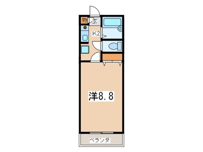 ウインビュー湘南(1K/2階)の間取り写真