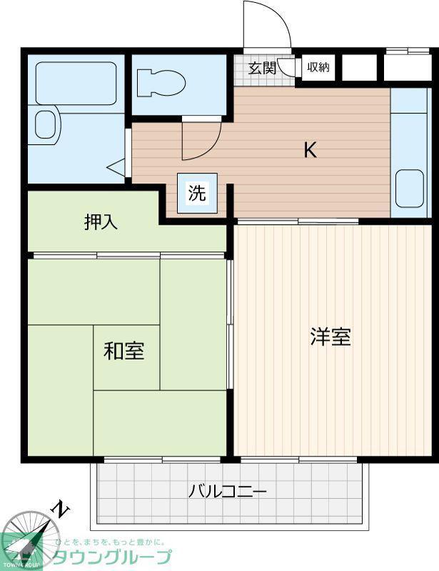 フラワーパレス(2K/1階)の間取り写真