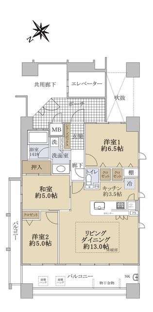 グランアッシュ堺リュクサス(3LDK/3階)の間取り写真