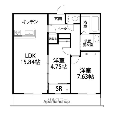 ガイア泉が丘(2LDK/2階)の間取り写真