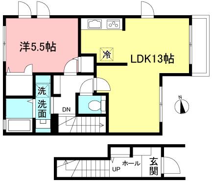 ウィズハイム永福(1LDK/2階)の間取り写真