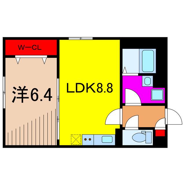 IRIS COURT TX六町(1LDK/1階)の間取り写真