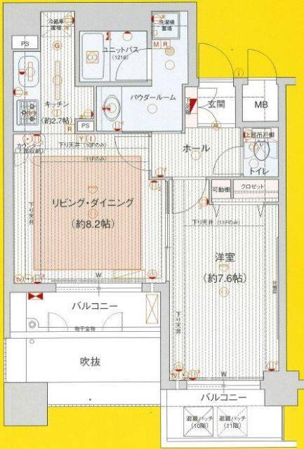 プレサンス泉セレグレード(1LDK/11階)の間取り写真