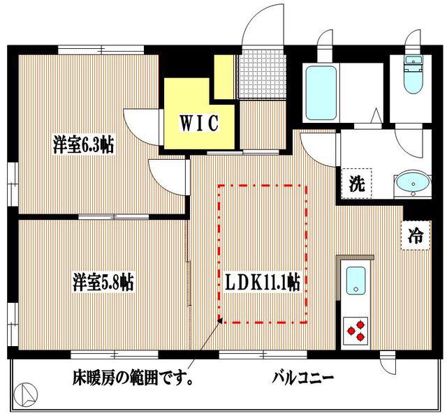ヴィラ・ソーレ(2LDK/3階)の間取り写真