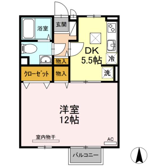 グランドソレーユ(1DK/1階)の間取り写真