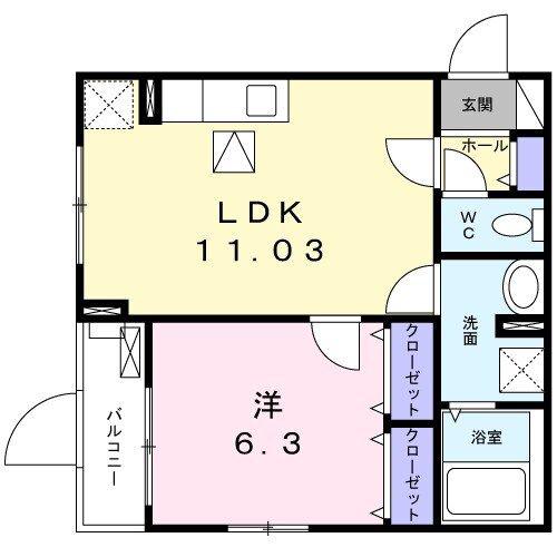 M.GRACE(1LDK/1階)の間取り写真