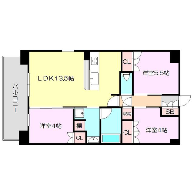 アーバンパーク淡路(3LDK/7階)の間取り写真