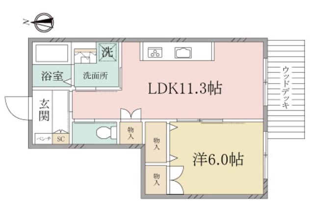 ヘーベルヴィレッジ南浦和IV春夏秋冬(1LDK/1階)の間取り写真