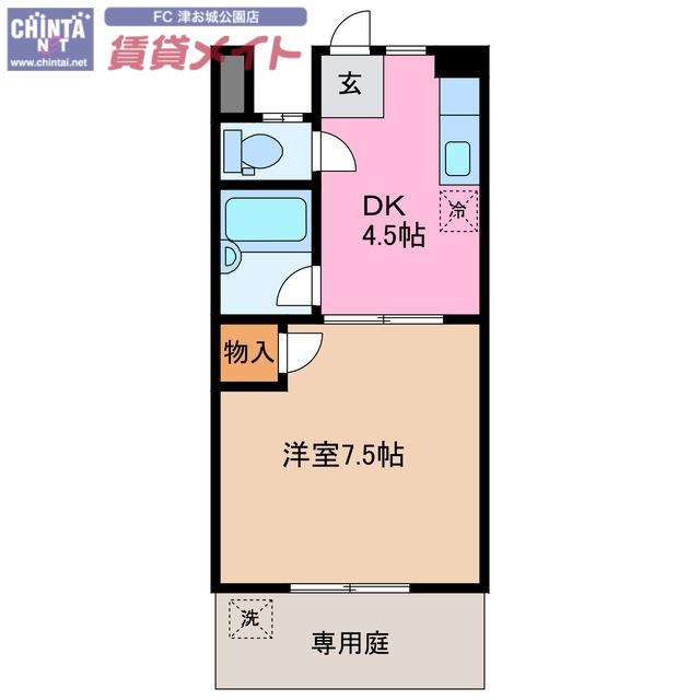 コーポ牛場(1DK/1階)の間取り写真