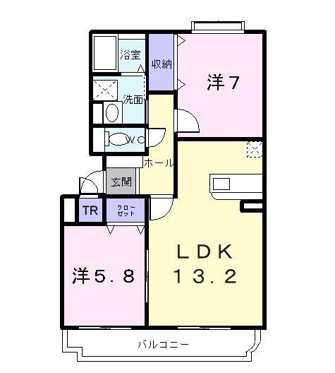 サニー・ウッズ(2LDK/2階)の間取り写真