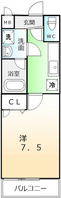 フジパレスソレイユクーシャン(1K/1階)の間取り写真