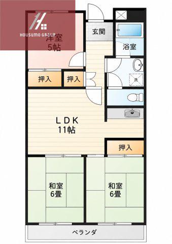 ハピネス48(3LDK/2階)の間取り写真