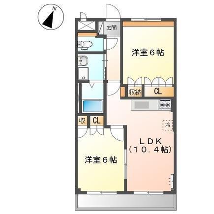 サンパレス(2LDK/1階)の間取り写真