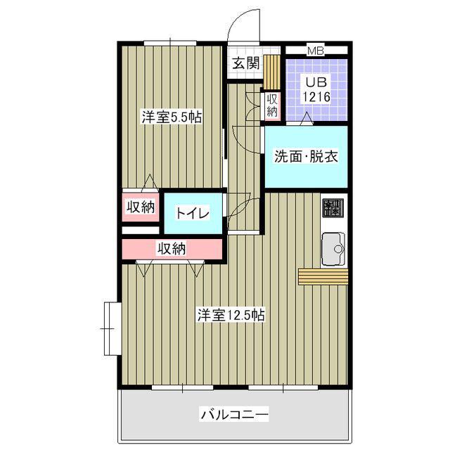 レアールマンションセレッソC棟(1LDK/2階)の間取り写真