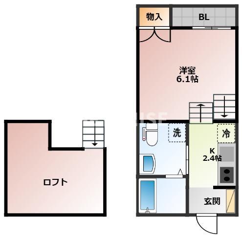 CIRCLE T WASHIZAKI II(1SK/2階)の間取り写真