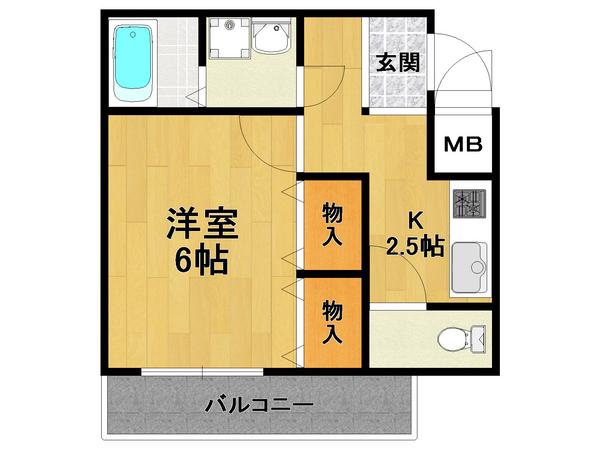 エクセランⅠ(1K/1階)の間取り写真