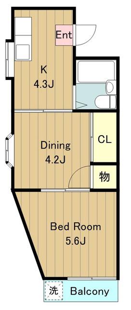 中島ビル3(1DK/3階)の間取り写真