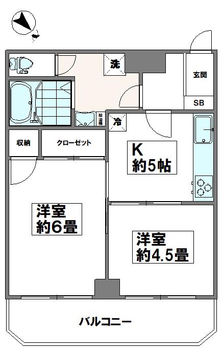 ルシール南大塚(2K/2階)の間取り写真