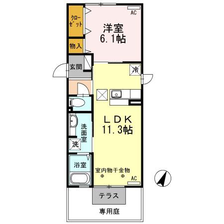 メゾンド・ブレア(1LDK/1階)の間取り写真