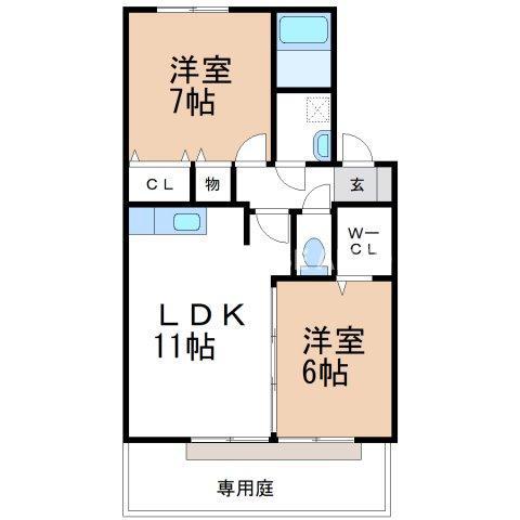 アグア フレスカ A・B(2LDK/1階)の間取り写真