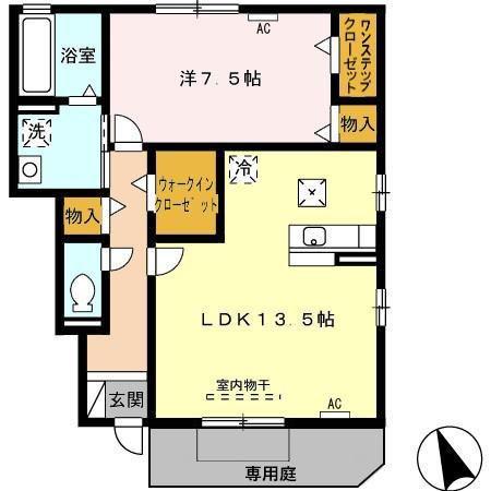パステルプラザ長良公園 A(1LDK/1階)の間取り写真