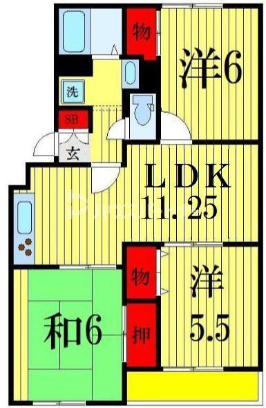 サンモールオガワ(3LDK/3階)の間取り写真