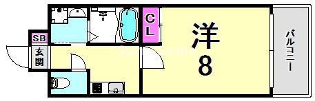 ウェンズ神戸(1K/8階)の間取り写真