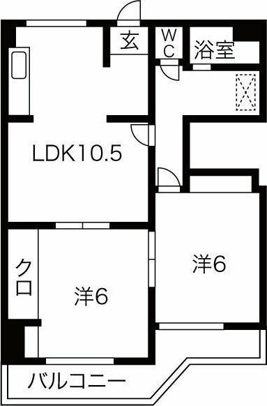 馬引コーポラスA棟(2LDK/1階)の間取り写真
