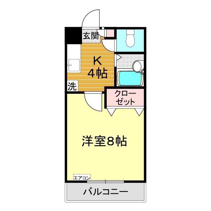 ウェルタウンみわ 2号館(1K/5階)の間取り写真