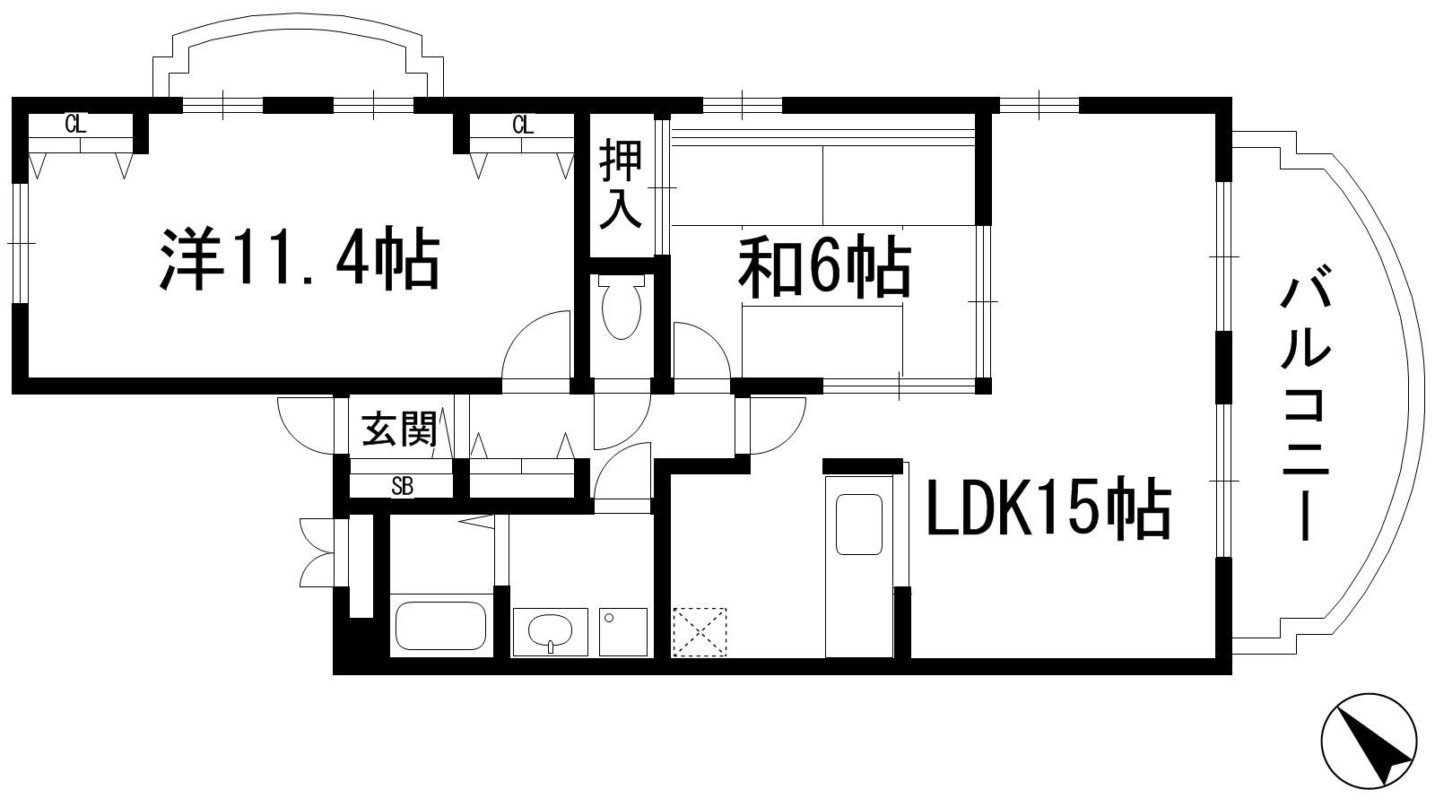 リバージョイントⅡ(2LDK/3階)の間取り写真